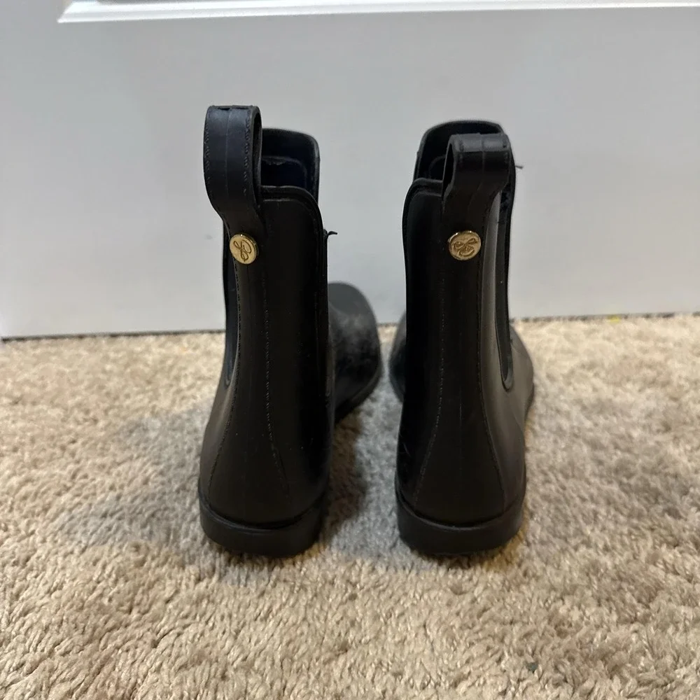 Sam Edelman Boots Womens Size 5 Black Rubber Ankle Chelsea Rain Booties